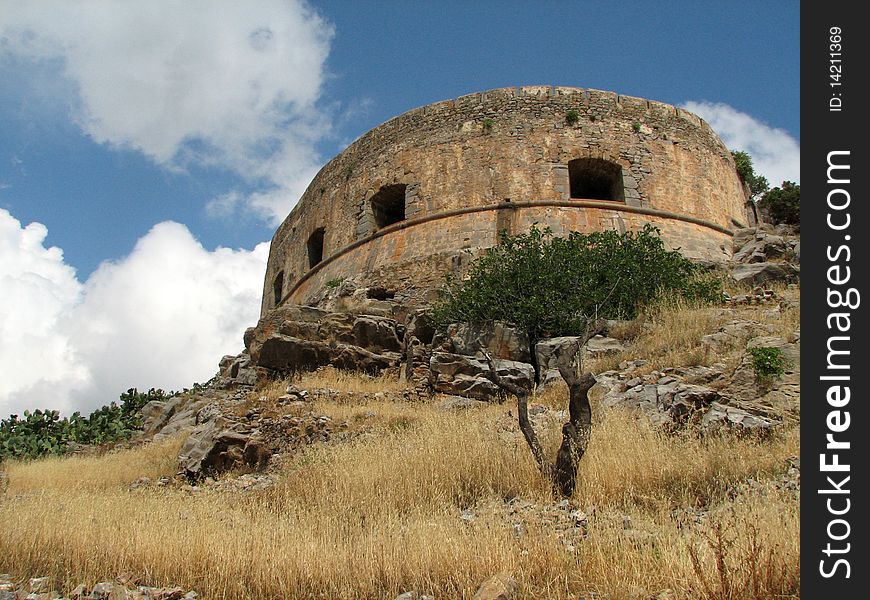 Medieval Defence Tower At Spinalonga Island