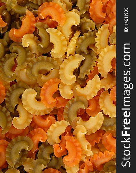 Color pasta, italian macaroni, food ingredient