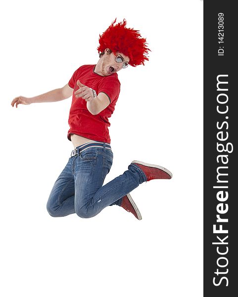 Young expressive caucasian man portrait in studio on white background. Young expressive caucasian man portrait in studio on white background