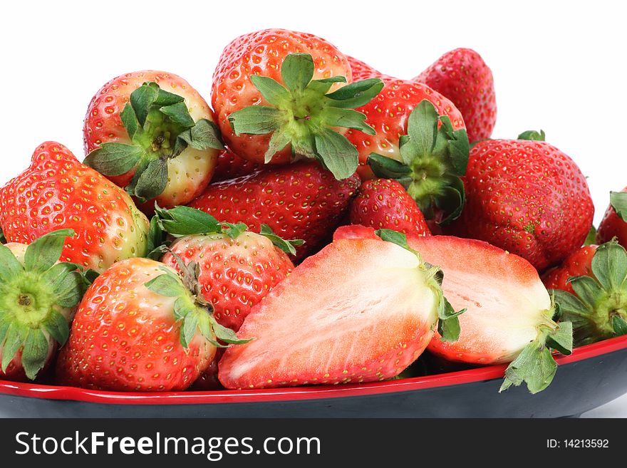 Strawberry pile on white background