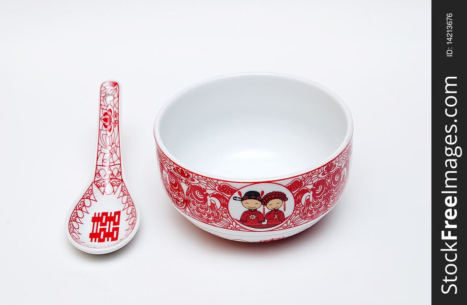 Chinese wedding special Bowl and spoon. Chinese wedding special Bowl and spoon