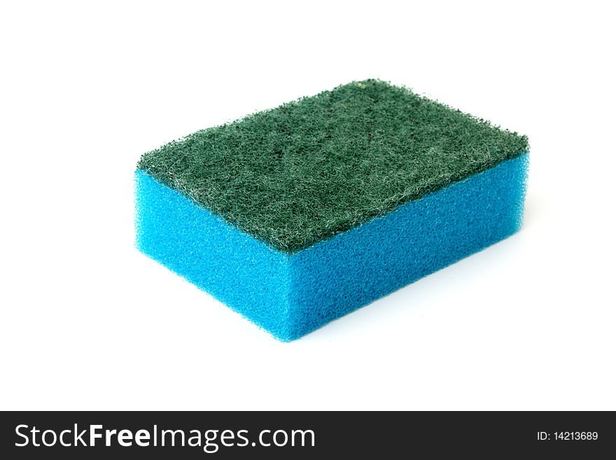 Blue sponge on a white background it is isolated