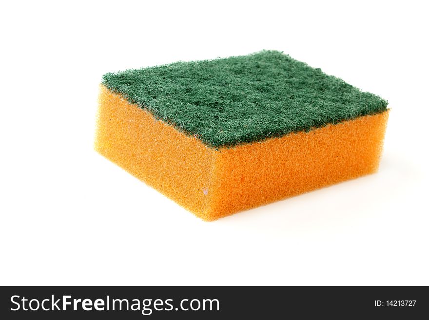 Orange sponge on a white background it is isolated