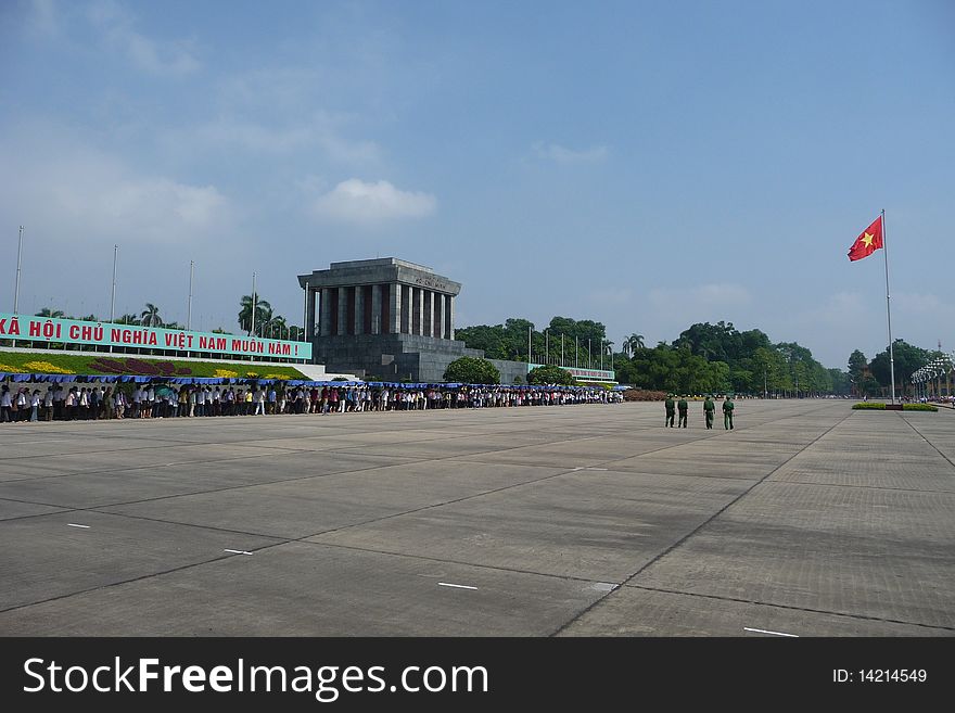 This photo shows the Ho Chi Minh mausoleum in Hanoi. Hundreds of people are standing in a long queue to see Uncle Ho. This photo shows the Ho Chi Minh mausoleum in Hanoi. Hundreds of people are standing in a long queue to see Uncle Ho.