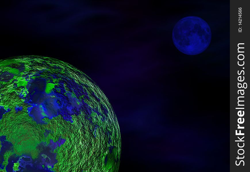 Conceptual Green Planet abstract and surreal fantasy. Conceptual Green Planet abstract and surreal fantasy