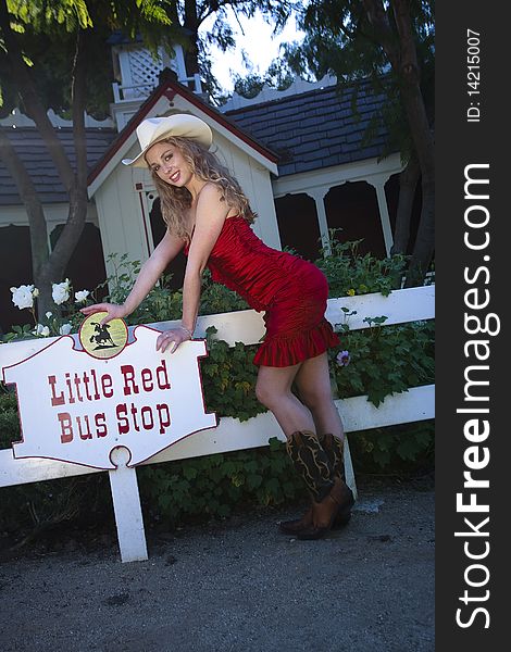 Cowgirl In Red Dress