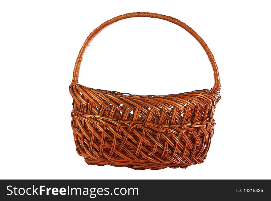 Brown empty basket on a white background. Brown empty basket on a white background