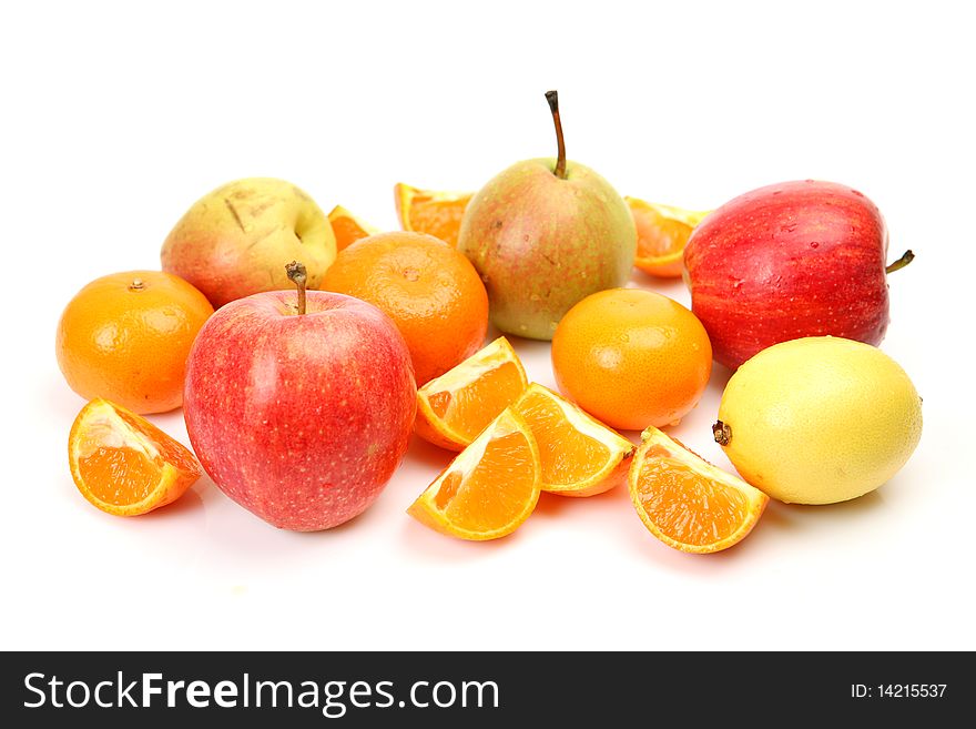 Fresh fruit on a white background