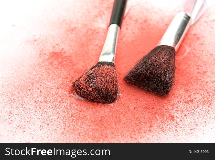 Decorative cosmetics on a white background