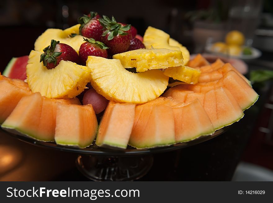 Fresh fruits composition on the plate