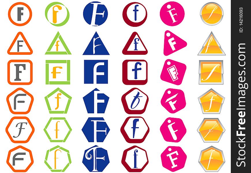 Letter F Icons Badges And Tags