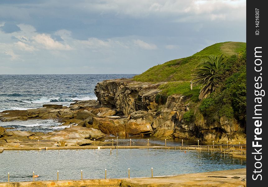 This is a seaside pool carved out of the rocks in sydney.