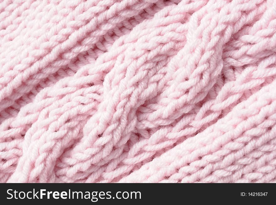 pink knitted pattern. Hand made linen.