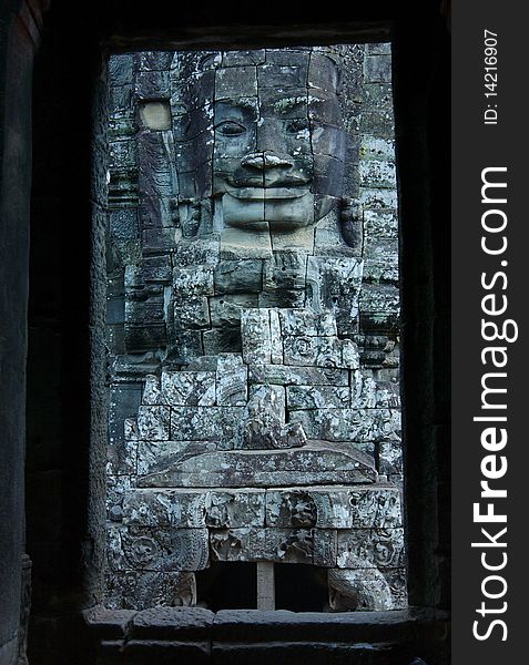 View Through Door Entrance To A Statue Of Bayon