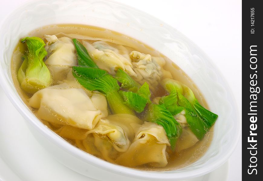 Traditional Chinese Dumpling soup. Close up