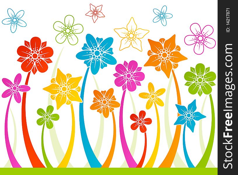 Vector Floral horizontal seamless background