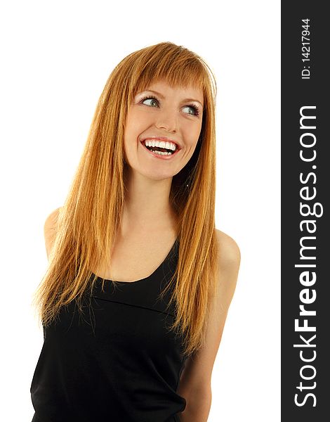 Smiling girl portrait on isolated background