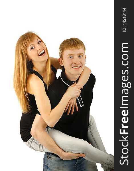 Smiling young couple  isolated  background. Smiling young couple  isolated  background