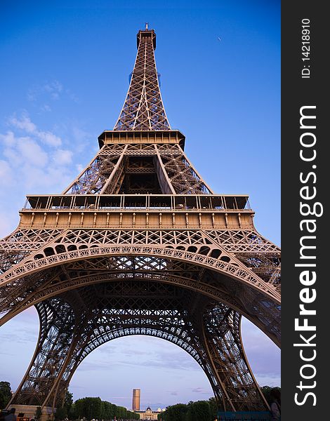 Wide Angle Of The Eiffel Tower From Below,