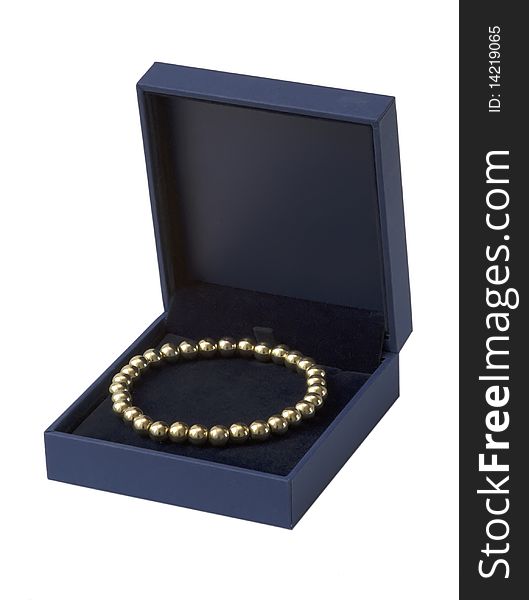 Gift Box With Gold  Bracelet, Isolated