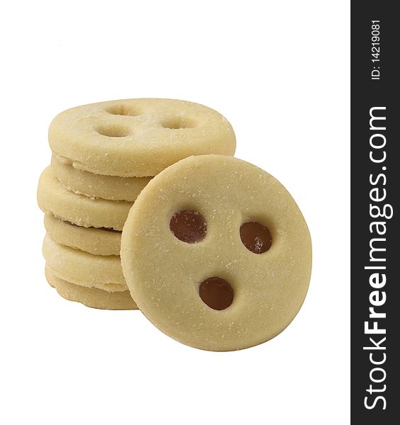 Double cookies with jam, isolated on the white background