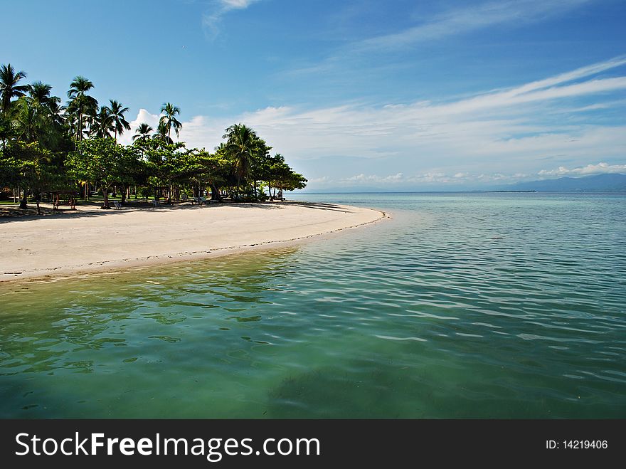 Deserted White Tropical Island Beach