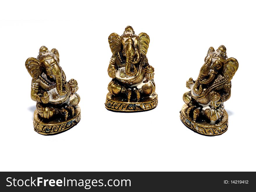 Three Ganesha in difference view.
Ganesha is the Hindu god of success.