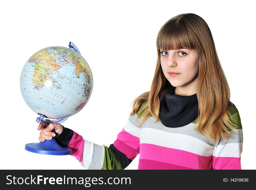 Teen Girl Holding Globe