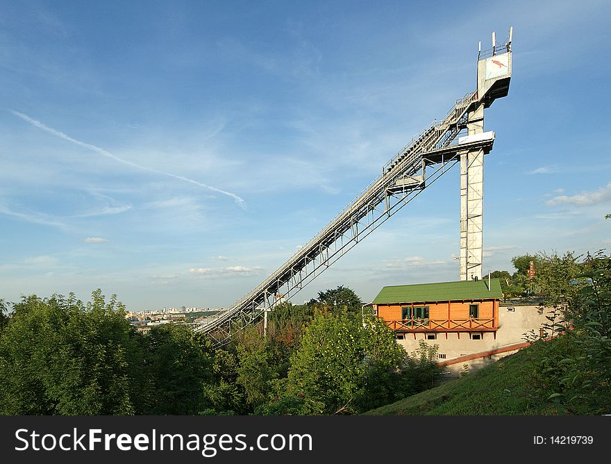 Moscow, Ski Jump On Skis On The Sparrow Hills