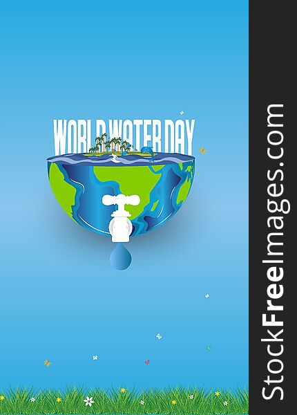 World Water Day Poster Or Banner Background. - Vector