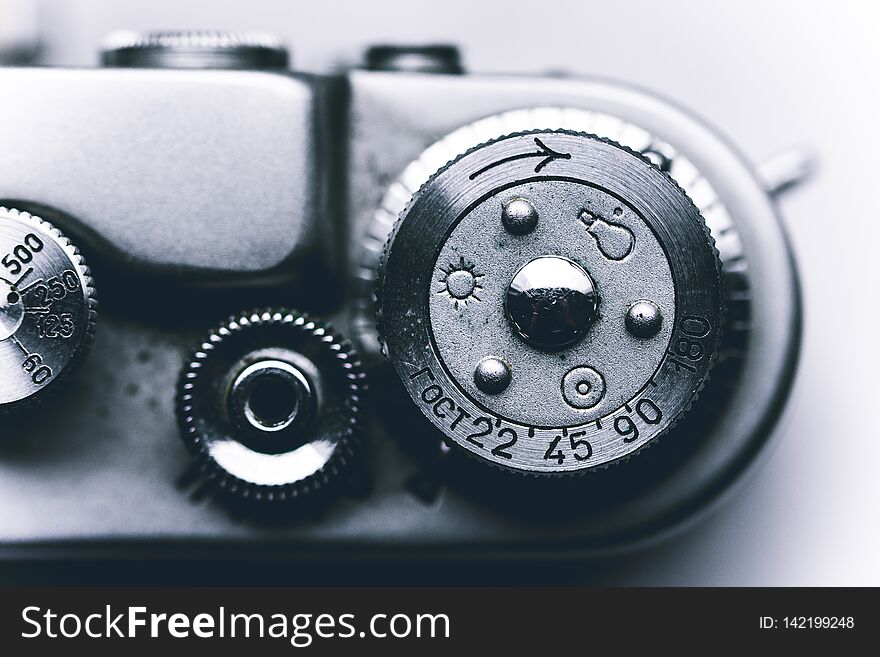 Close up vintage film camera details