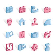 Internet, Computer And Mobile Phone Icons Stock Photos