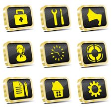Computer Golden Web Icon Set Royalty Free Stock Images