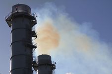 Smoke Stacks Lit Spewing Pollution Stock Photos Smoke Stacks Lit Spewing Pollution Stock Photos