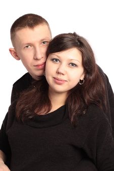 Young Man And Beautiful Woman On White Royalty Free Stock Images