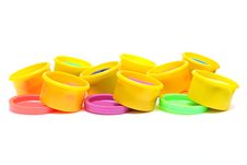 Rows Of Containers With Colorful Plasticine Stock Photo