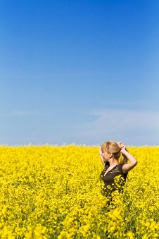 Woman In A Field Of Wildflowers Royalty Free Stock Photo Woman In A Field Of Wildflowers Royalty Free Stock Photo