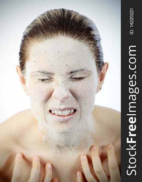 Portrait of a woman with beauty mask on her face. Spa, healthcare. Portrait of a woman with beauty mask on her face. Spa, healthcare.