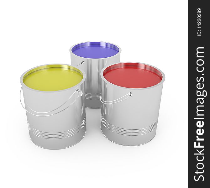 Paint Cans isolated in white - 3d illustration