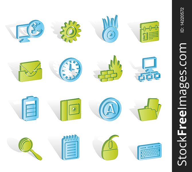 Computer, mobile phone and Internet icons - Vector Icon Set