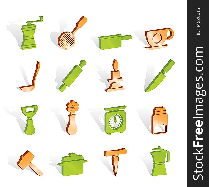 Kitchen and household tools icons - icon set
