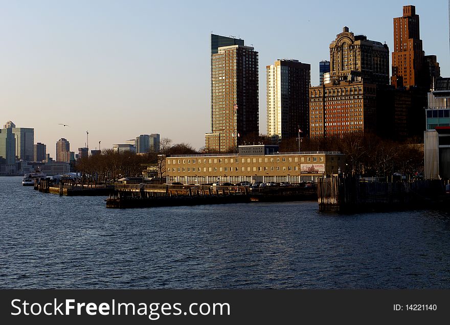 Some historical buildings of Manhattan's Waterfront seen from the Staten Island Ferry. Some historical buildings of Manhattan's Waterfront seen from the Staten Island Ferry