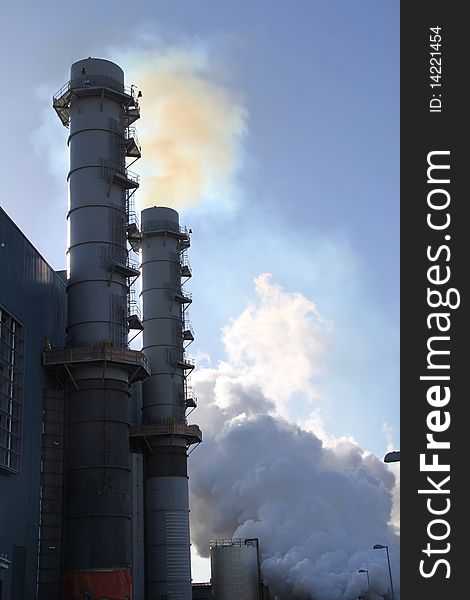 First Fire of Smoke Stacks at power plant under construction