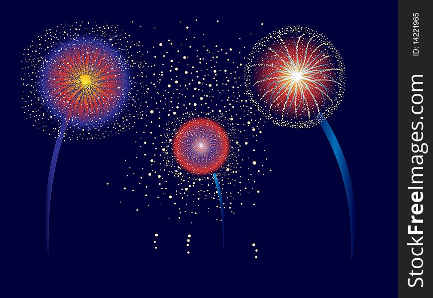 Firework display for Fourth of July or other holidays. Firework display for Fourth of July or other holidays