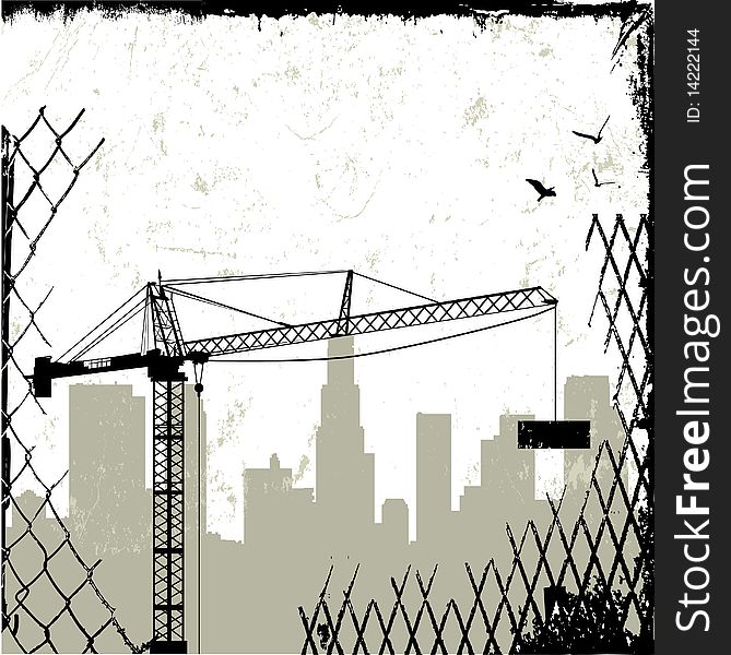 Grunge style crane  illustration vector