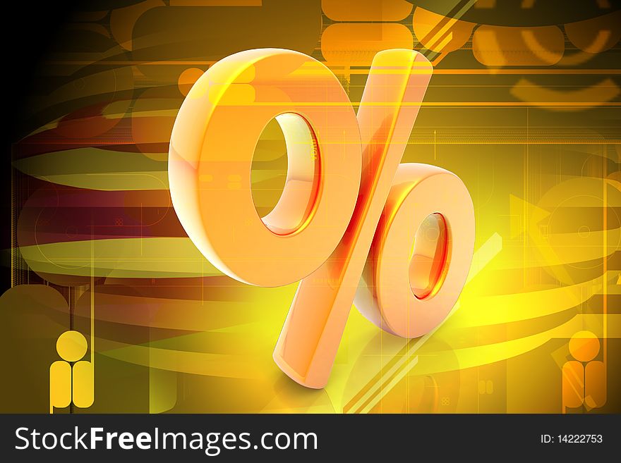 Digital illustration of  percentage in color background