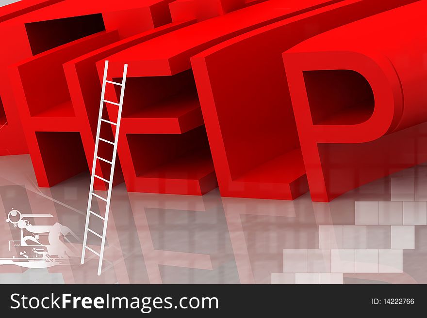 High quality rendering of help and ladder in white background