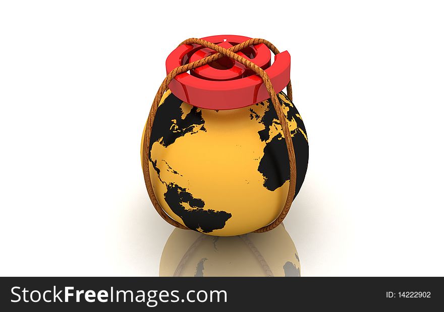 3d Globe And Business Symbol