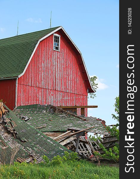 old barn with some wind damage