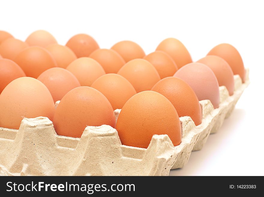 Eggs In A Protective Container On White